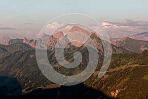 Furkajoch pass - Sunset views over Bregenzerwald mountains from Furkajoch pass