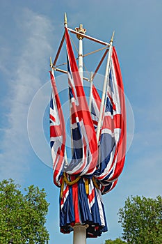 Arrotolato dell'unione bandiere londra inghilterra regno unito 