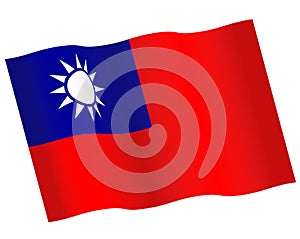 Furling Taiwanese flag vector illustration