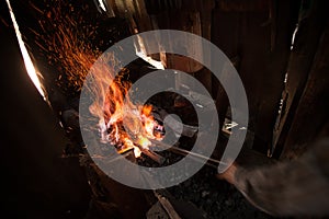 Furnace with charcoal and knifes