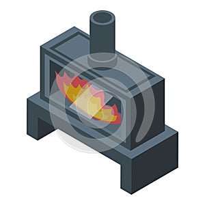 Furnace fire icon isometric vector. Gas house