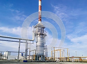 Furnace for heating oil at the refinery. The equipment for oil refining