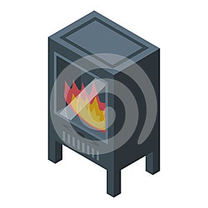 Furnace icon isometric vector. Fire house