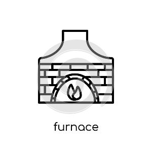 furnace icon. Trendy modern flat linear vector furnace icon on w