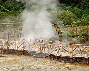 Furnas, Portuguese municipality of Povoação, island of São Miguel, Azores. Furnas known for hot springs and thermal baths.