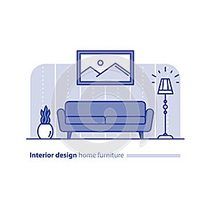 Furniture arrangement in living room, simplicity concept, comfortable home, modern interior design