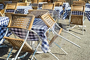 Furniture of a cafe outside