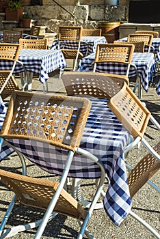 Furniture of a cafe outside