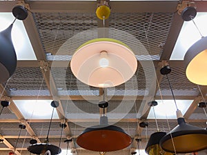 Furniture Chandeliers, lamps, bulbs,electrolier,illuminator.Elements of interior.Modern interior
