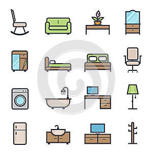 Furniture Icon Bold Stroke with Color