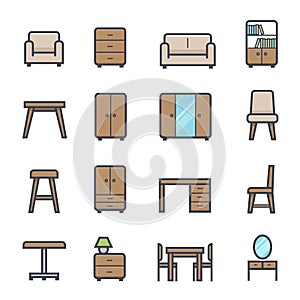 Furniture Icon Bold Stroke with Color