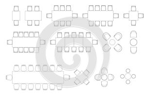 furniture icon interior plan view, top set vector. architecture house table line, home, outline, apartment,