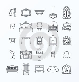 Furniture Icon Set Vector. Illustration on white background.