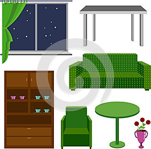 Furniture icons. Classical furniture. A set of furniture on a white background. Vector image. Isolated