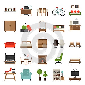 Furniture Icons Flat Design