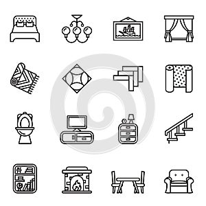 Furniture icons set, Home Interior Objects.