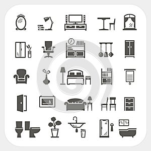 Furniture icons set, Home Interior Objects