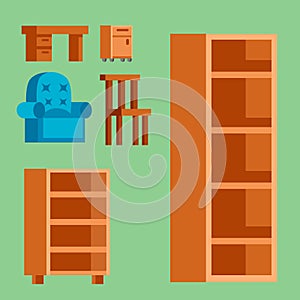 Furniture icons vector illustration isolated interior living cupboard simple element indoor home set room cabinet office