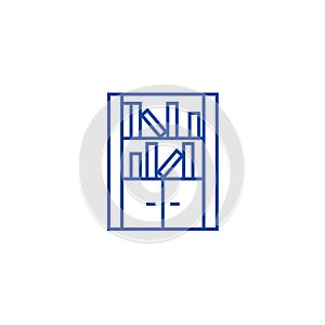 Furniture library,bookcase line icon concept. Furniture library,bookcase flat vector symbol, sign, outline illustration