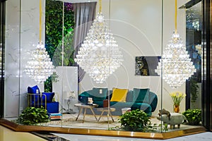 Furniture lighting display window shop window store window