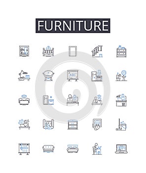 Furniture line icons collection. Partnership, Teamwork, Synergy, Unity, Connection, Collaboration, Coordination vector