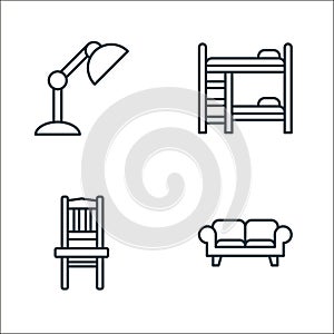 furniture line icons. linear set. quality vector line set such as sofa, chair, berth