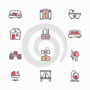 Furniture line style creative icons