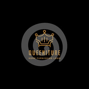 furniture logo design with gold color vector icon illustration icon isolated