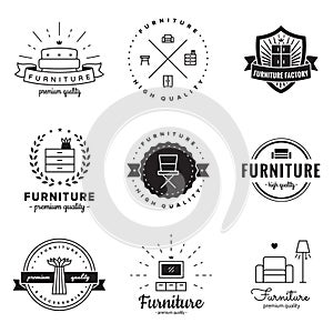 Furniture logo vintage vector set. Hipster and retro style. Perfect for your design.