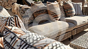 The furniture is made from natural materials such as woven wicker and rattan giving the space a laidback and casual feel