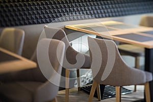 Furniture in modern restaurant. Decor of the interior.