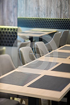 Furniture in modern restaurant. Decor of the interior.