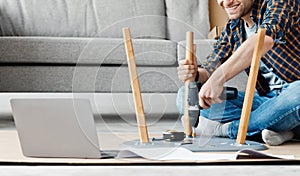 Furniture repair and assembly with online lesson or manual