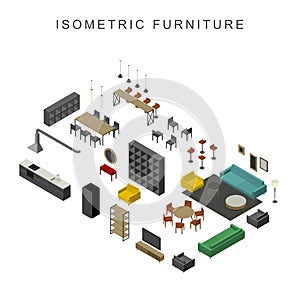 Furniture set in isometric view