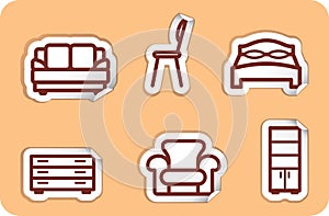 Furniture stickers. Vector illustration