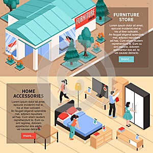 Furniture Store Isometric Banners