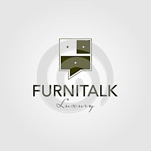 Furniture talk interior logo vintage vector icon illustration