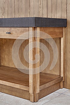 Furniture of toned ash timber in cookhouse on open terrace photo