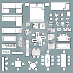 Furniture top view architecture plan