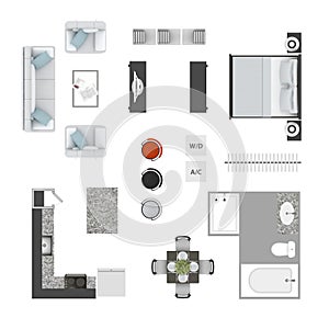 Furniture top view icons