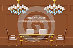 Furniture vector furnishings design of living-room backdrop furnished interior in apartment table chair to furnish room