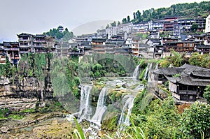 Furong Ancient Town, Hibiscus Town with the great waterfall in Xiangxi Hunan, China