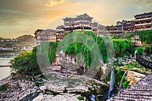 Furong Town, an ancient town on the waterfall