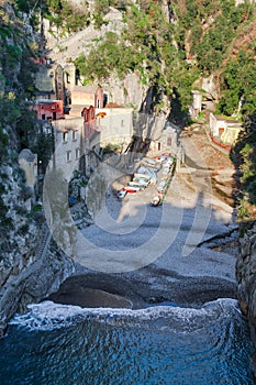 Furore fiord creek on Amalfi Coast, southern Italy