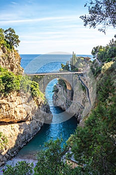 Furore Fjord and bridge, Amalfi Coast, Salerno, Italy photo