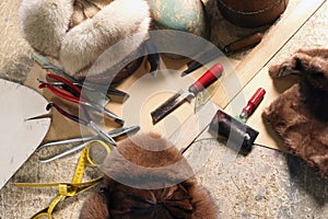 Furriers combing fur