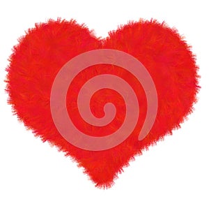 FURRY 3D graphic Red Heart design with wool hairy brush, fur or feather creative for decoration in valentineâ€™s day.