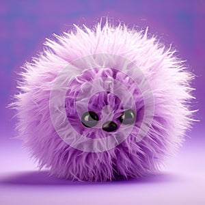 Furry ball, a cute and cuddly purple character set against a minimal backdrop.