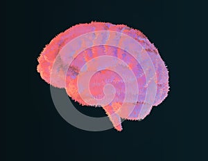 Furry brain illustration on dark background