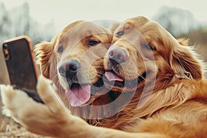 Furry Buddies Capturing A Fun Moment Together With A Selfie